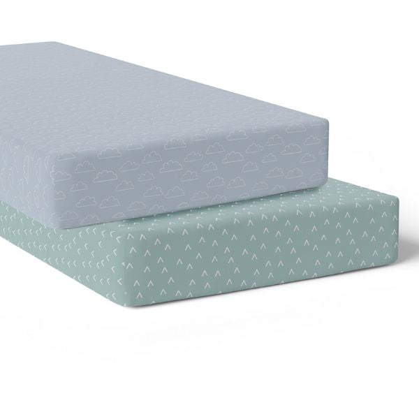 Bubba Blue Nordic Jersey Cot Fitted Sheets Dusty Sky/Mint 2pk