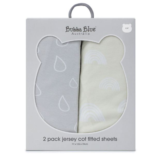 Bubba Blue Nordic Jersey Cot Fitted Sheets Grey/Sand 2pk