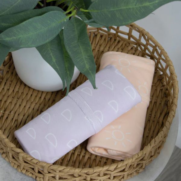 Bubba Blue Nordic Jersey Wraps Dusty Peach/Lilac 2pk