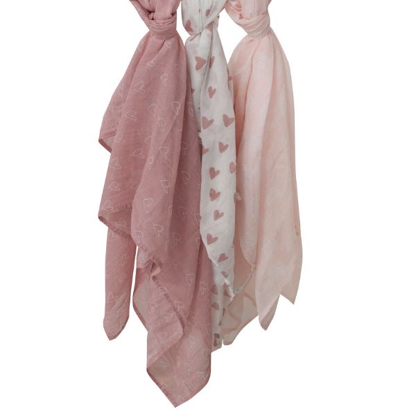 Bubba Blue Nordic Muslin Wrap 3pk Dusty Berry/Rose