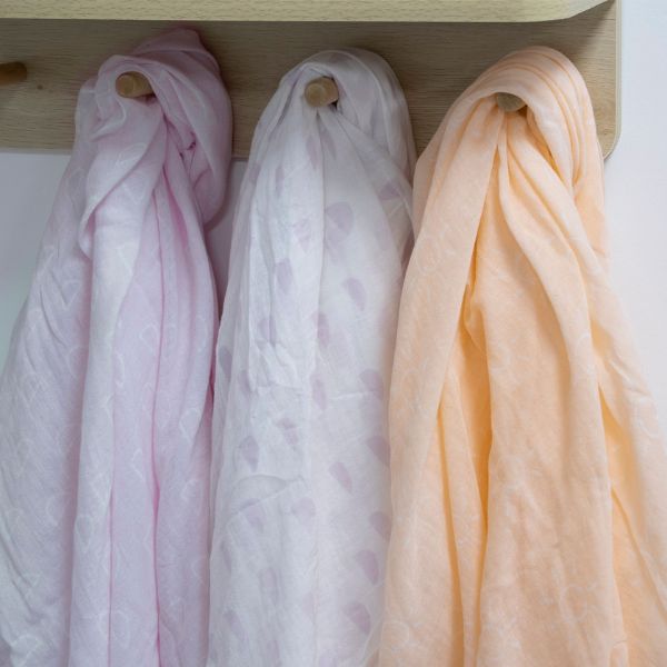 Bubba Blue Nordic Muslin Wrap Dusty Peach/Lilac 3pk