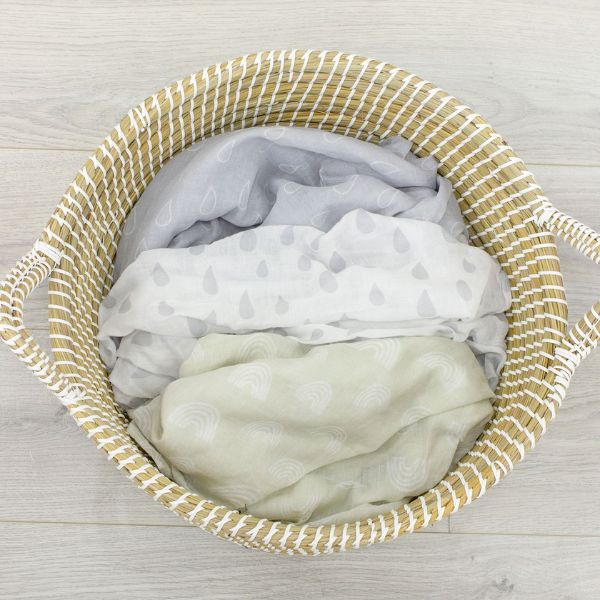 Bubba Blue Nordic Muslin Wrap 3pk Grey/Sand