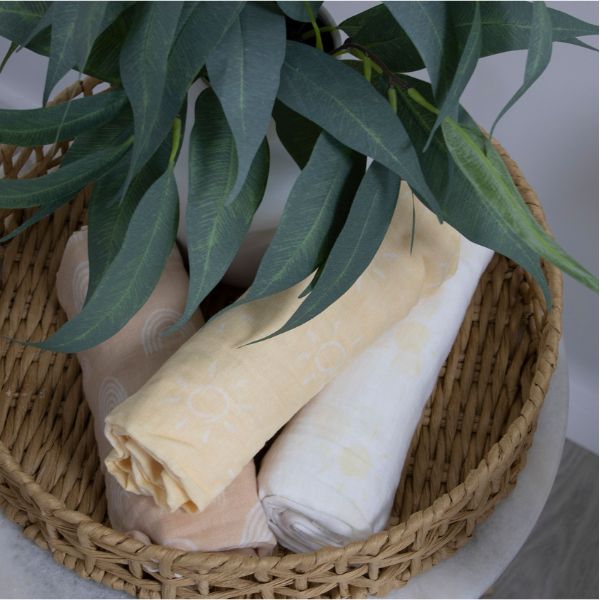 Bubba Blue Nordic Muslin Wrap Vanilla/Latte 3pk