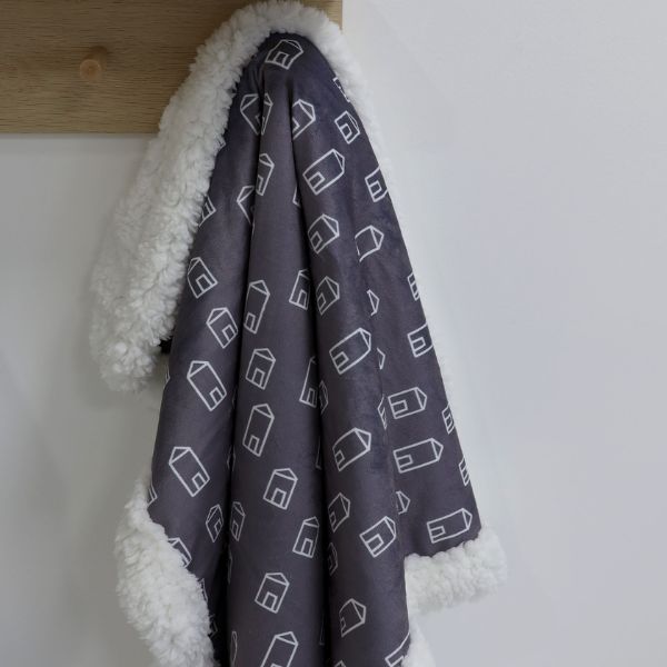 Bubba Blue Nordic Velour Cuddle Blanket with Fleece Lining Charcoal