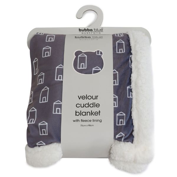 Bubba Blue Nordic Velour Cuddle Blanket with Fleece Lining Charcoal