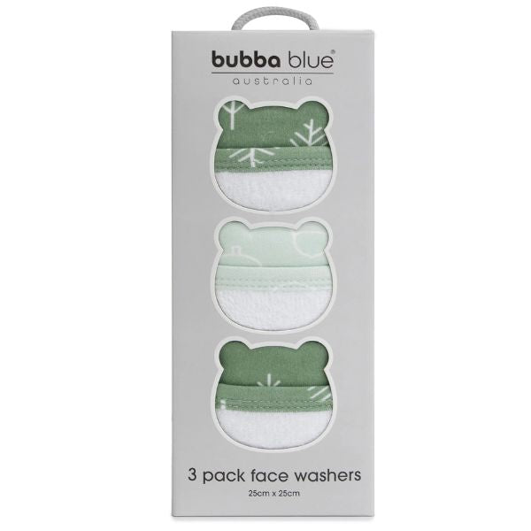 Bubba Blue Nordic Wash Cloths Avocado/Forest 3pk