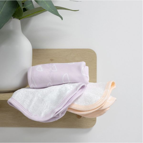 Bubba Blue Nordic Wash Cloths Dusty Peach/Lilac 3pk