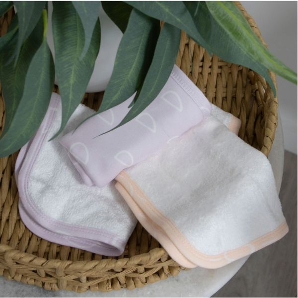 Bubba Blue Nordic Wash Cloths Dusty Peach/Lilac 3pk