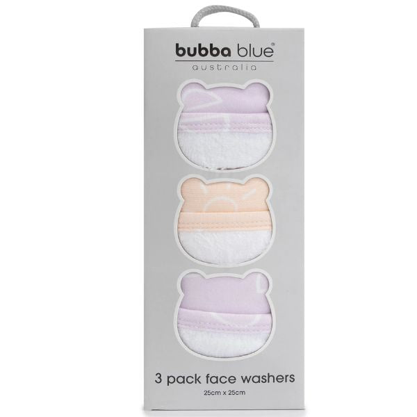 Bubba Blue Nordic Wash Cloths Dusty Peach/Lilac 3pk