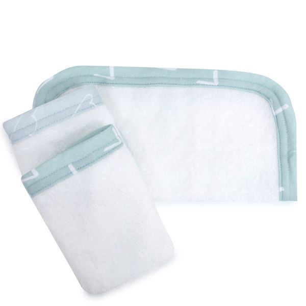 Bubba Blue Nordic Wash Cloths Dusty Sky/Mint 3pk
