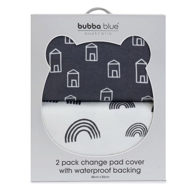 Bubba Blue Nordic Waterproof Change Pad Covers Charcoal/White 2pk