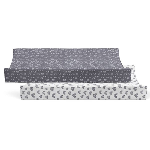 Bubba Blue Nordic Waterproof Change Pad Covers Charcoal/White 2pk