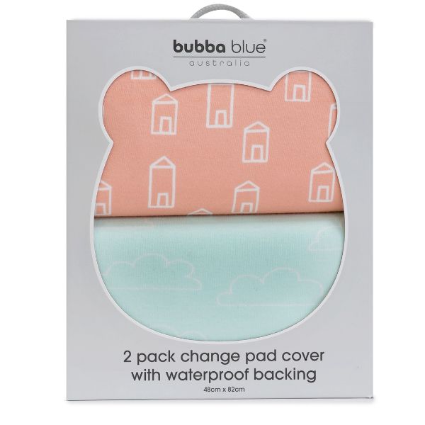 Bubba Blue Nordic Waterproof Change Pad Covers Coral/Tiffany 2pk