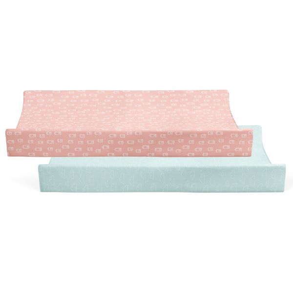 Bubba Blue Nordic Waterproof Change Pad Covers Coral/Tiffany 2pk