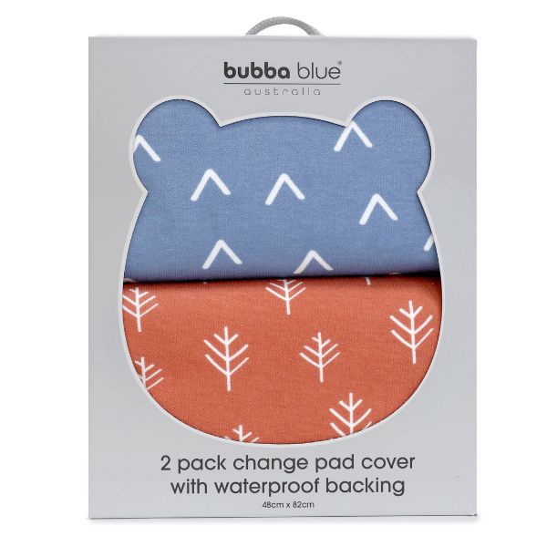 Bubba Blue Nordic Waterproof Change Pad Covers Denim/Clay 2pk
