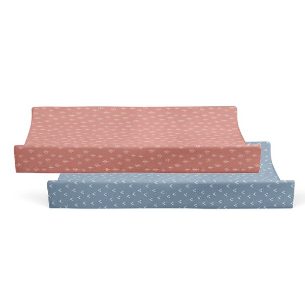 Bubba Blue Nordic Waterproof Change Pad Covers Denim/Clay 2pk