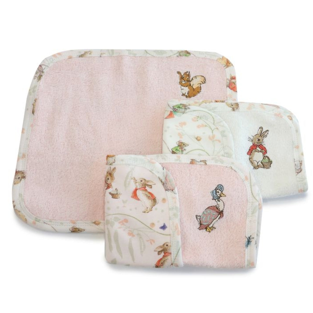 Bubba Blue Peter Rabbit Face Washers 3pk Flopsy Mopsy & Cottontail