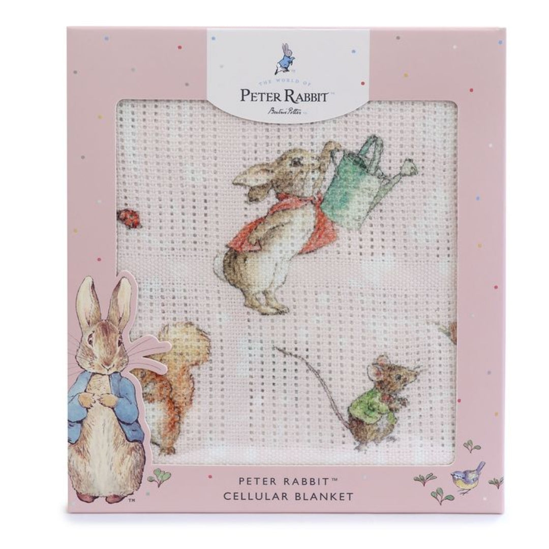 Bubba Blue Peter Rabbit Digital Print Cellular Blanket Flopsy Mopsy & Cottontail