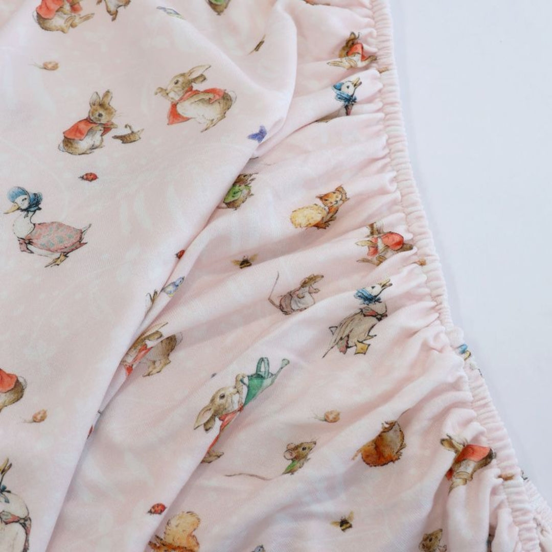 Bubba Blue Peter Rabbit Cot Fitted Sheet Flopsy Mopsy & Cottontail