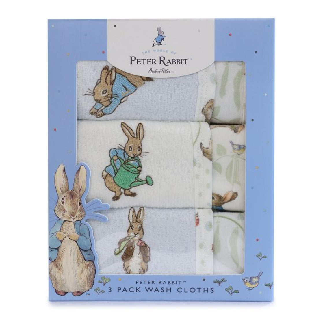 Bubba Blue Peter Rabbit Face Washers 3pk Peter Rabbit & Benjamin Bunny