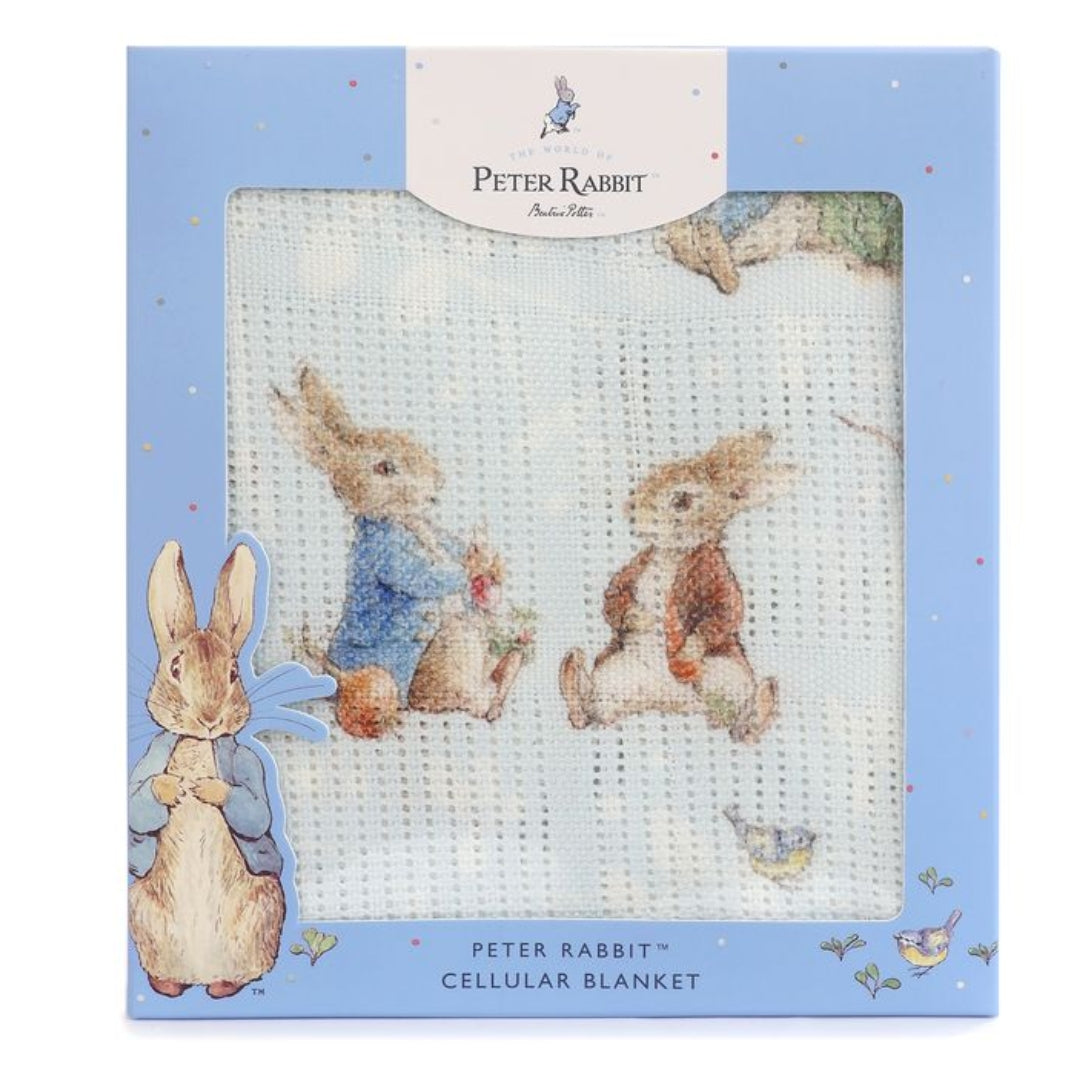 Bubba Blue Peter Rabbit Digital Print Cellular Blanket Peter Rabbit & Benjamin Bunny