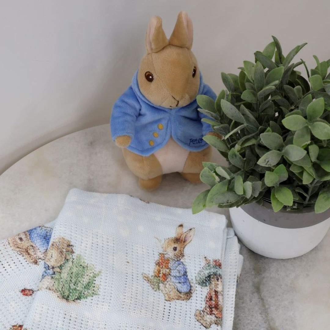 Bubba Blue Peter Rabbit Digital Print Cellular Blanket Peter Rabbit & Benjamin Bunny