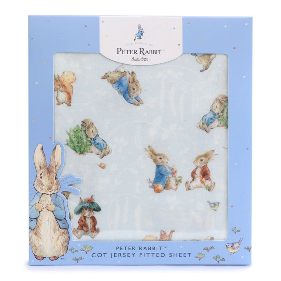 Bubba Blue Peter Rabbit Cot Fitted Sheet Peter Rabbit & Benjamin Bunny ...