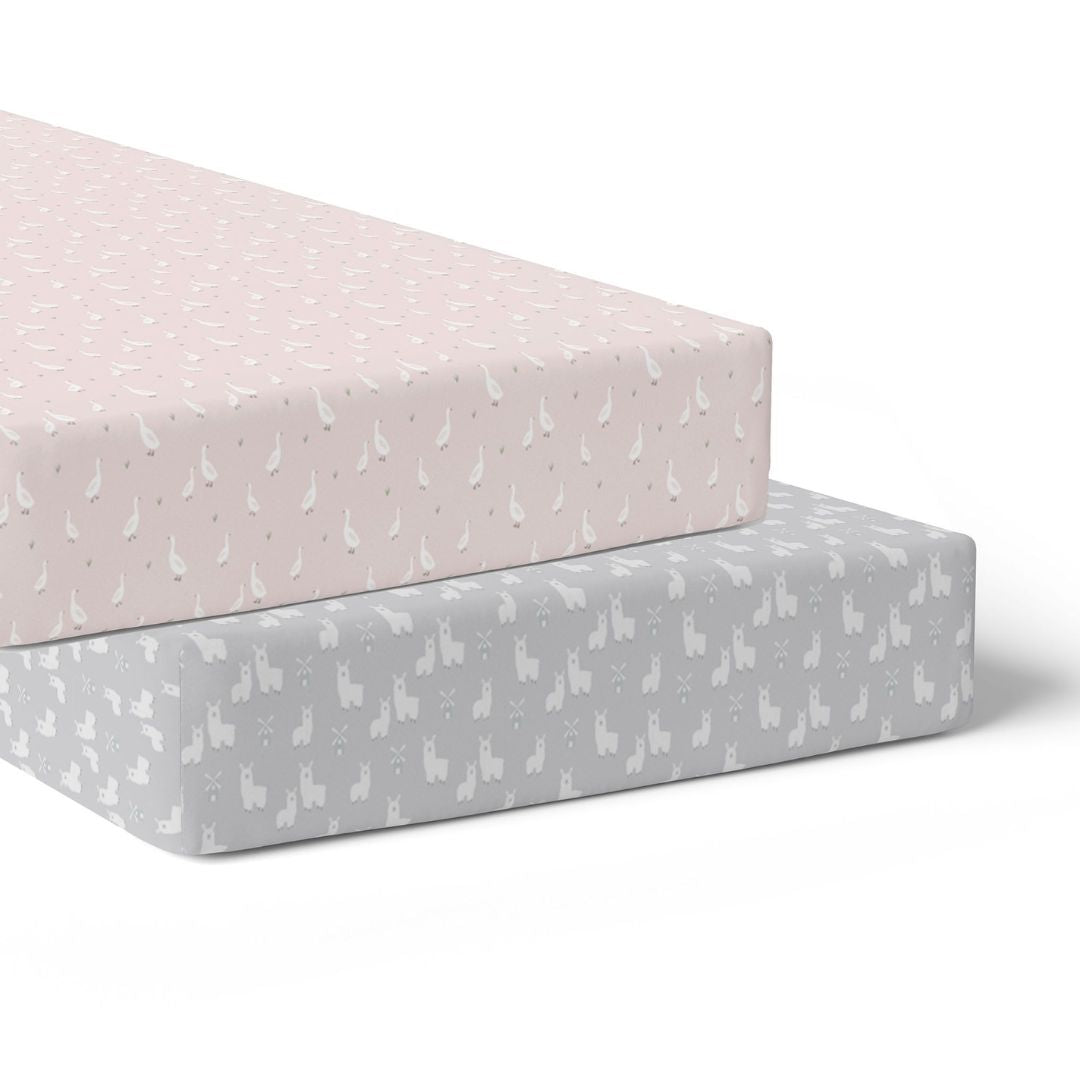 Bubba Blue Provincial Cot Fitted Sheets 2pk Blush/Grey