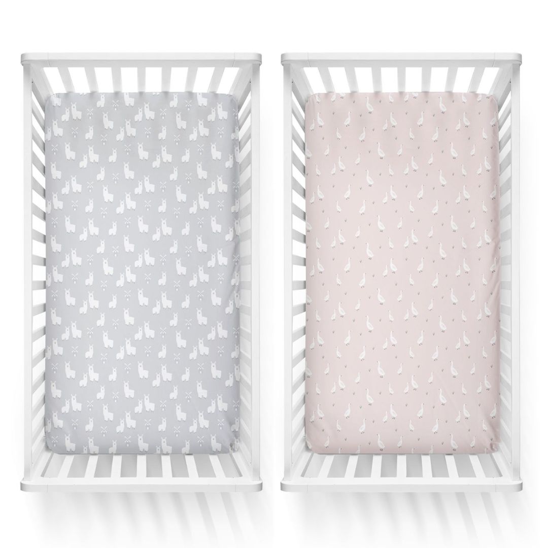 Bubba Blue Provincial Cot Fitted Sheets 2pk Blush/Grey