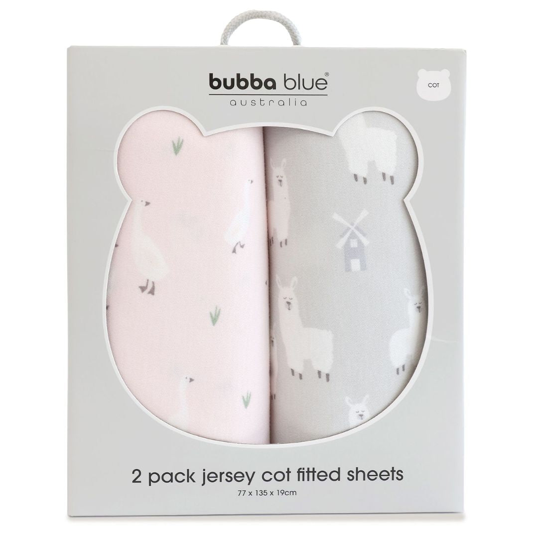 Bubba Blue Provincial Cot Fitted Sheets 2pk Blush/Grey