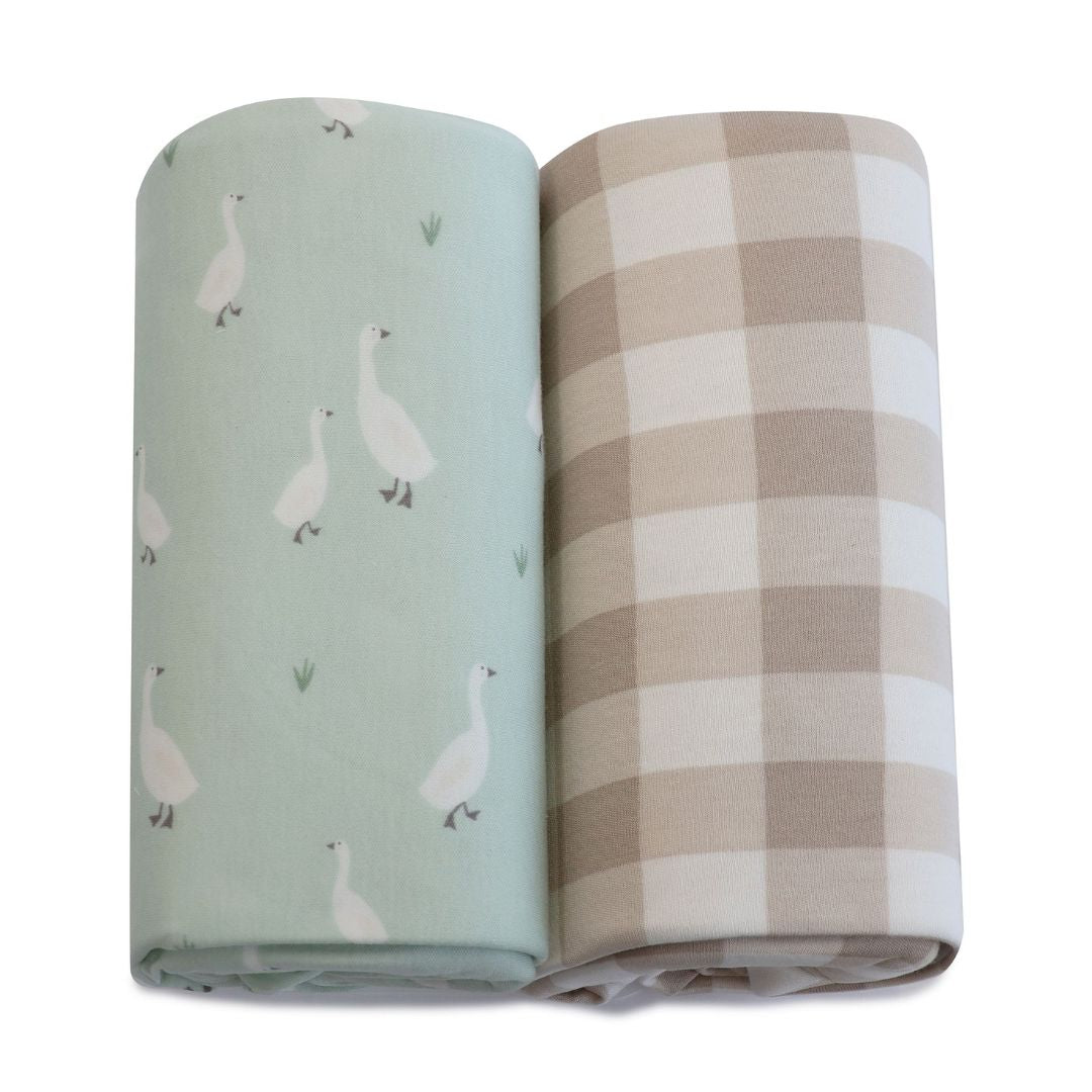 Bubba Blue Provincial Cot Fitted Sheets 2pk Olive/Taupe