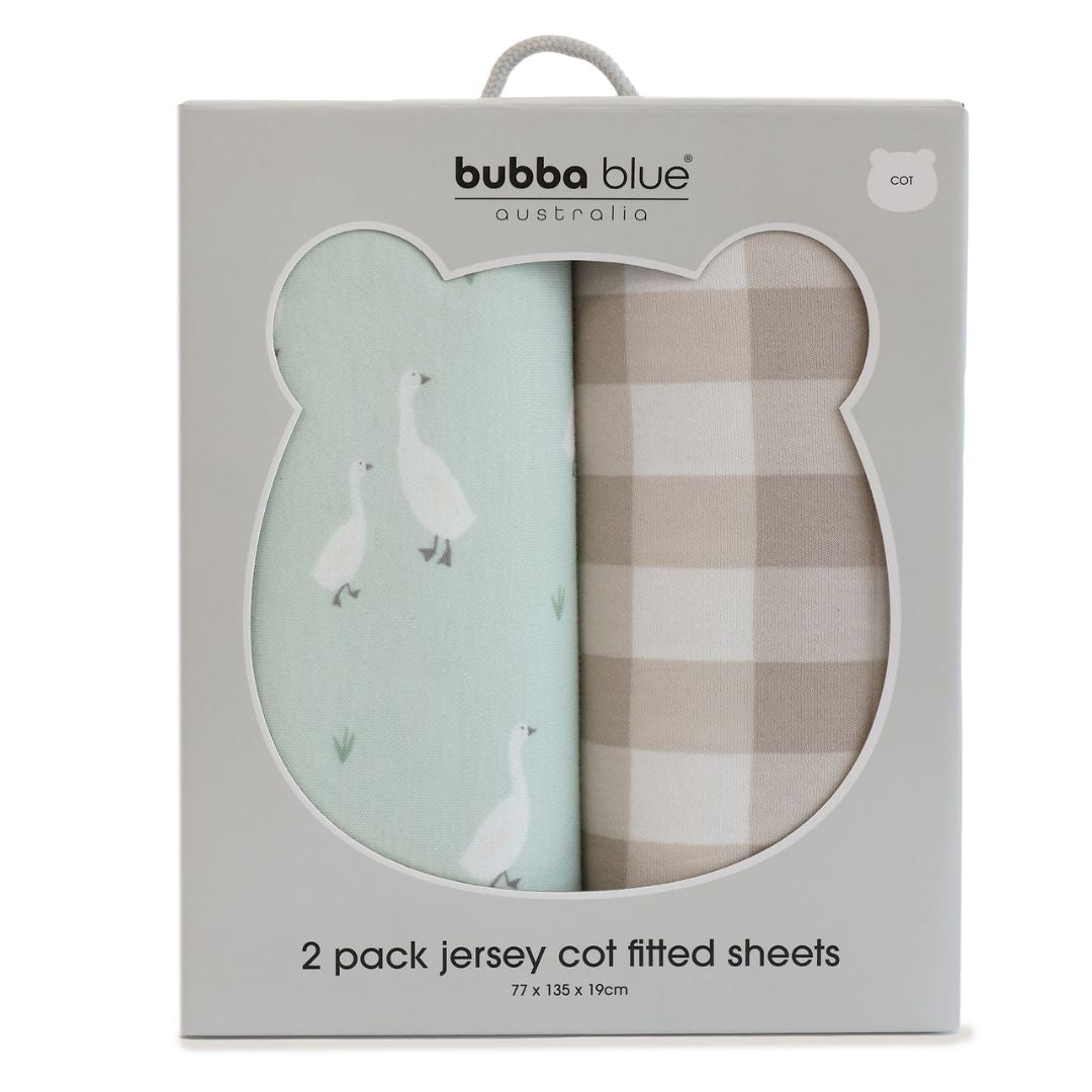 Bubba Blue Provincial Cot Fitted Sheets 2pk Olive/Taupe