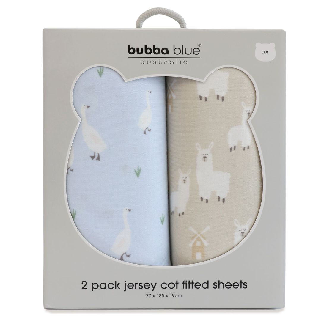 Bubba Blue Provincial Cot Fitted Sheets 2pk Sky/Almond