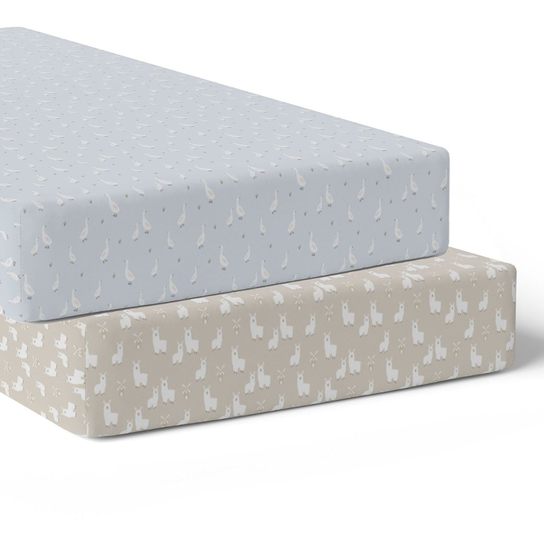 Bubba Blue Provincial Cot Fitted Sheets 2pk Sky/Almond