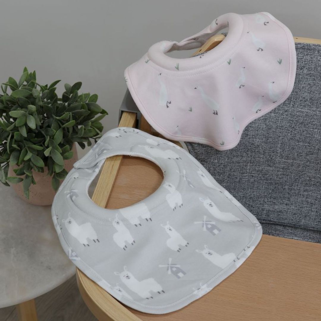 Bubba Blue Provincial Dribble Bibs 2pk Blush/Grey