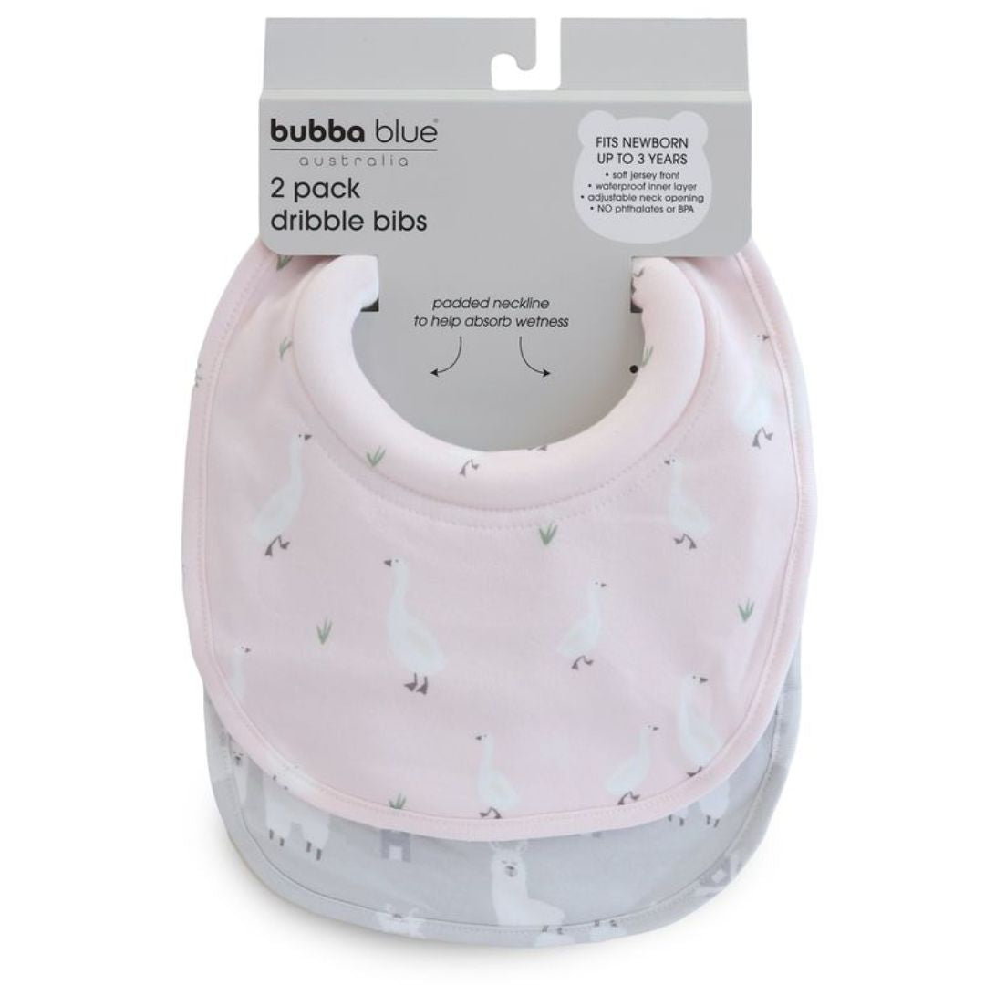 Bubba Blue Provincial Dribble Bibs 2pk Blush/Grey