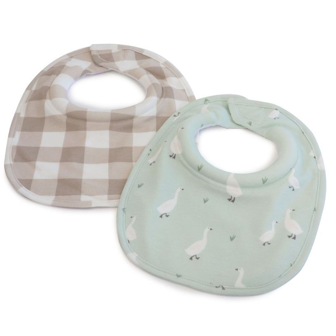 Bubba Blue Provincial Dribble Bibs 2pk Olive/Taupe