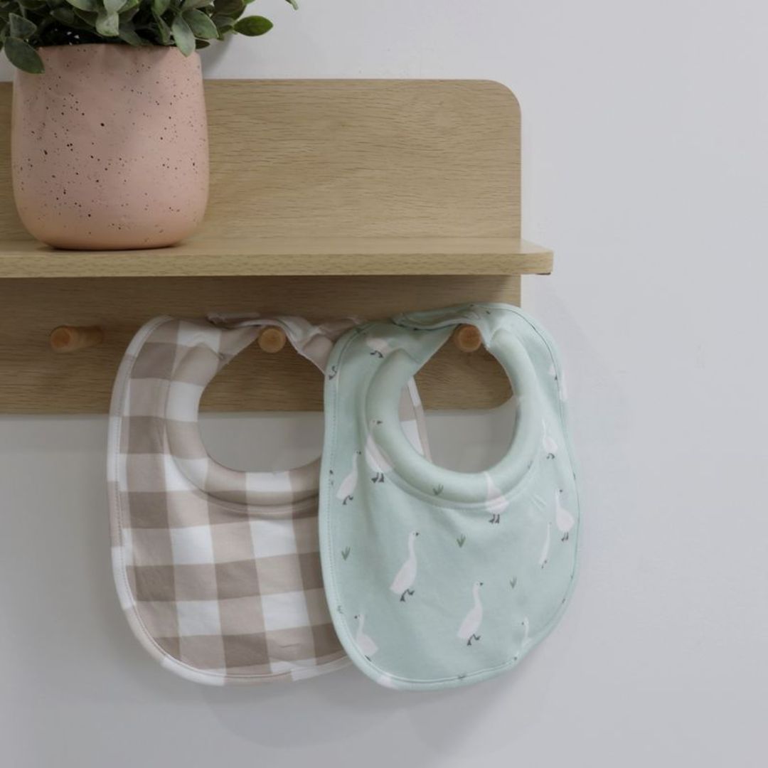 Bubba Blue Provincial Dribble Bibs 2pk Olive/Taupe