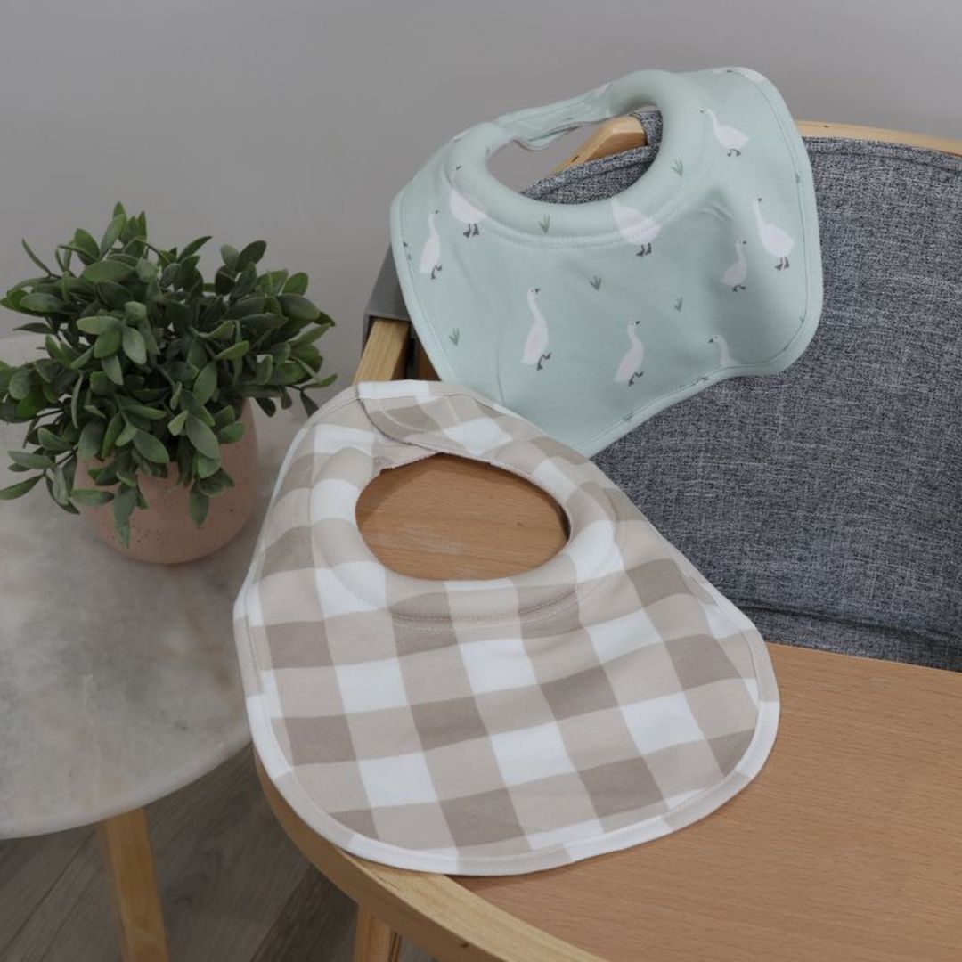 Bubba Blue Provincial Dribble Bibs 2pk Olive/Taupe
