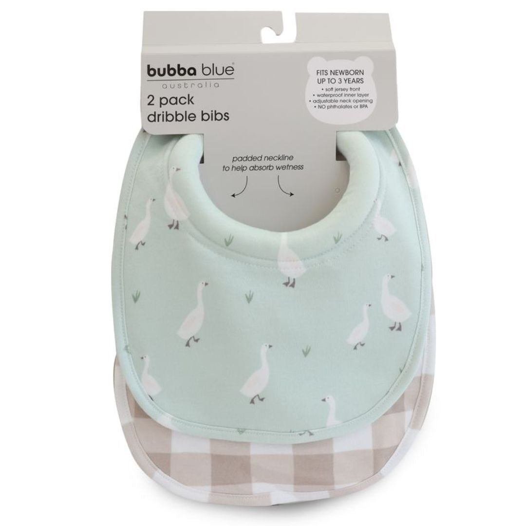 Bubba Blue Provincial Dribble Bibs 2pk Olive/Taupe