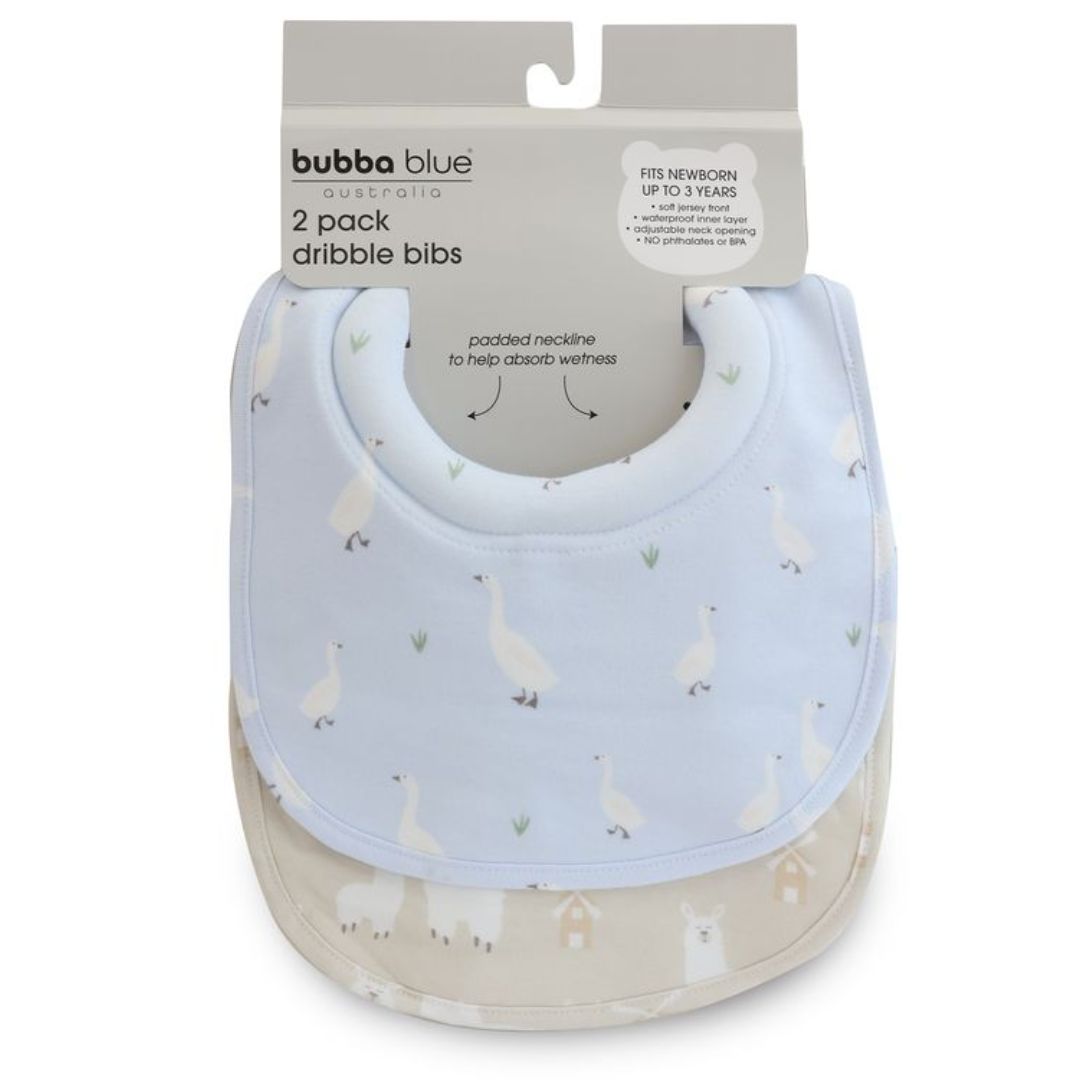 Bubba Blue Provincial Dribble Bibs 2pk Sky/Almond
