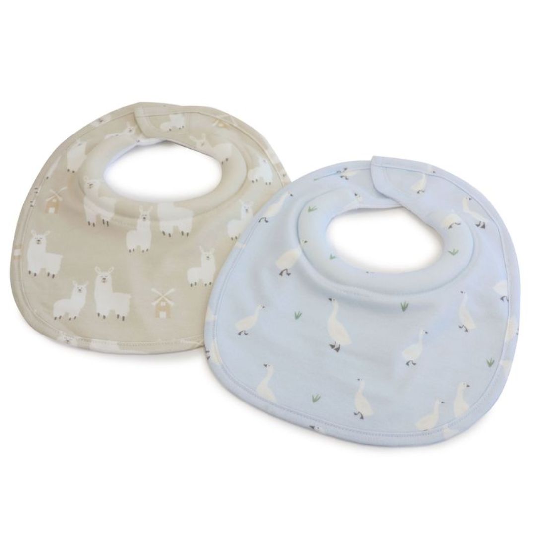 Bubba Blue Provincial Dribble Bibs 2pk Sky/Almond