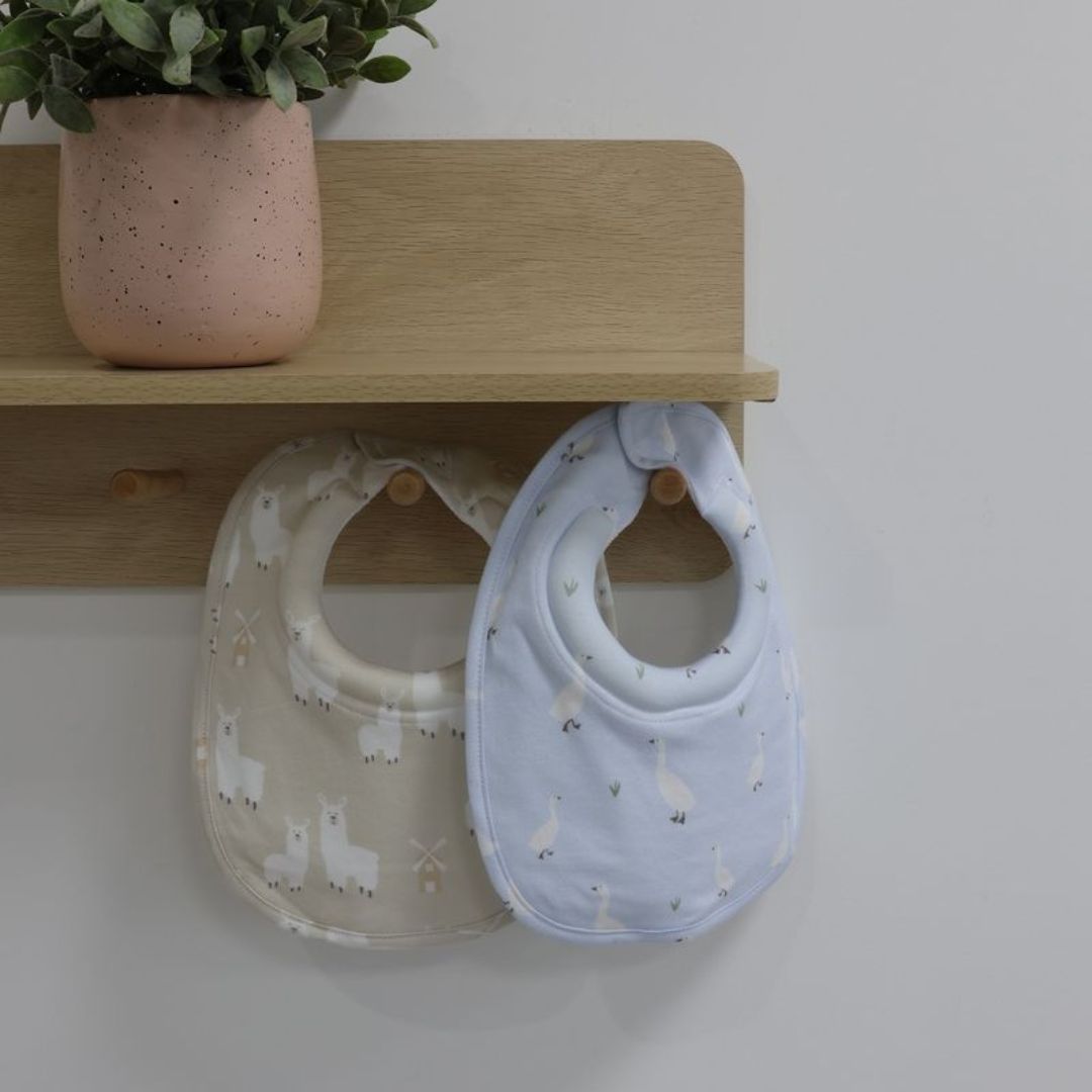 Bubba Blue Provincial Dribble Bibs 2pk Sky/Almond