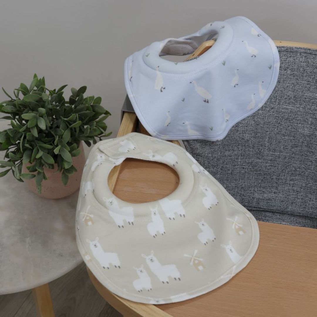 Bubba Blue Provincial Dribble Bibs 2pk Sky/Almond