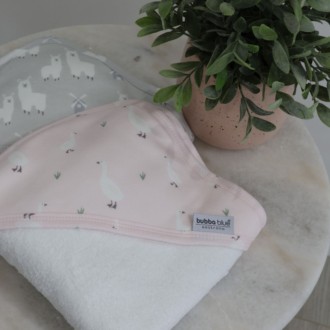 Bubba Blue Provincial Hooded Towels 2 Pack Blush/Grey