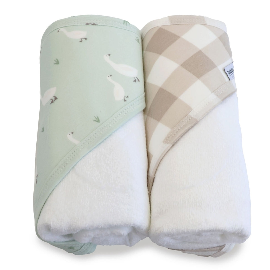 Bubba Blue Provincial Hooded Towels 2 Pack Olive/Taupe
