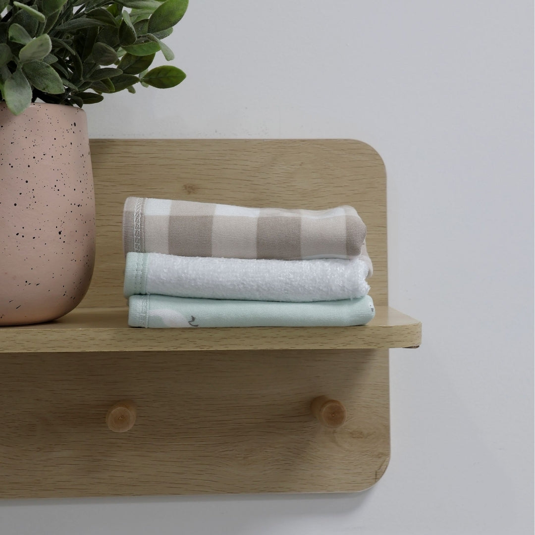 Bubba Blue Provincial Face Washers 3 Pack Olive/Taupe