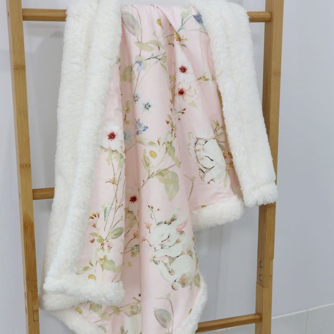Bubba Blue Sleeping Bunny Reversible Fleece Cuddle Blanket
