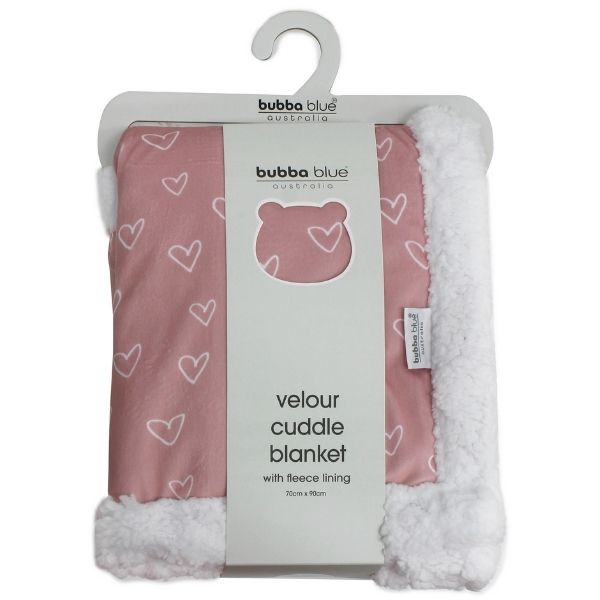 Bubba Blue Nordic Velour Cuddle Blanket with Fleece Lining Berry Heart