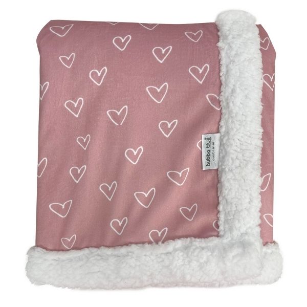 Bubba Blue Nordic Velour Cuddle Blanket with Fleece Lining Berry Heart